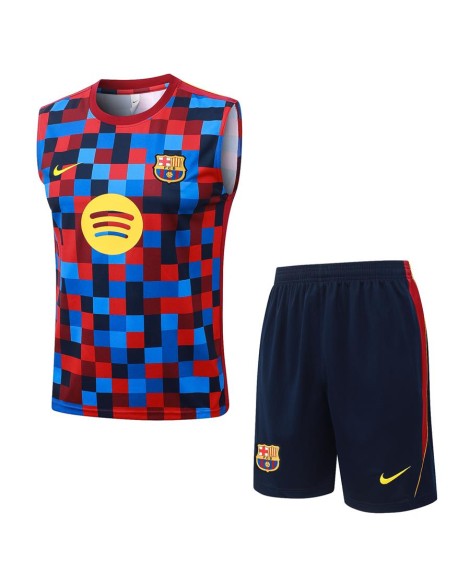 Barcelone Tenue d'entraînement saison 26/27 avec motif à damier imprimé par jet d'encre (maillot + short)