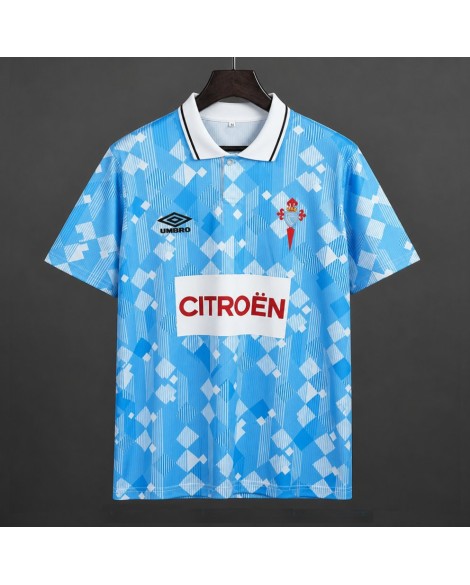 Maillot domicile rétro bleu clair à losanges du Celta Vigo, saison 1995/96