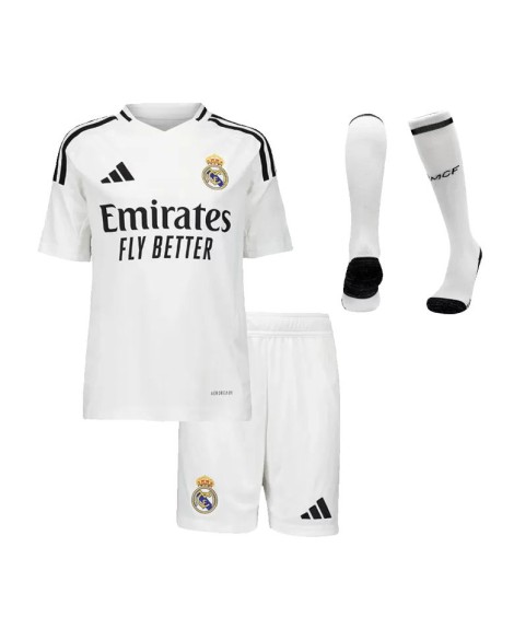 Maillot domicile Real Madrid 2024/25 pour enfants (maillot + short + chaussettes)