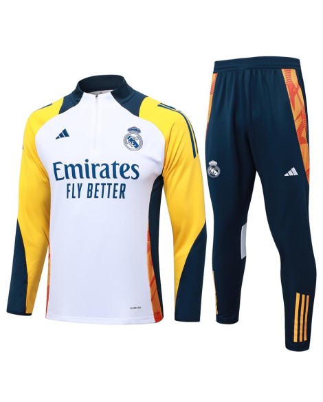 2425 Uniforme d'entraînement du Real Madrid-blanc (col bleu roi)
