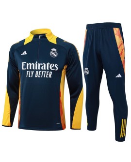 2425 Uniforme d'entraînement du Real Madrid-bleu royal (col jaune)