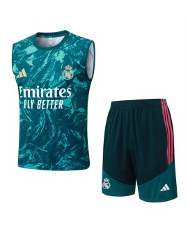 Real Madrid Tenue d'entraînement saison 26/27 – Motif éclaboussures d'encre vert foncé (haut + short)