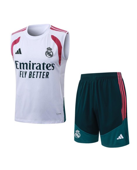 Real Madrid Ensemble de survêtement d'entraînement blanc (avec touches de rose) pour la saison 26/27 (haut + short)