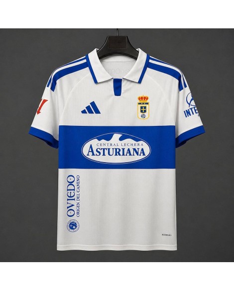 Royal Oviedo Maillot extérieur blanc et bleu 2026/27