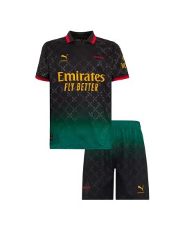 Maillot de football extérieur AC Milan 2024/25 pour enfant (maillot et short) Vert et noir