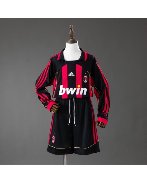 Maillot domicile rétro manches longues AC Milan saison 2006/07 - Taille enfant