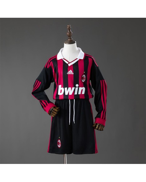 Maillot domicile rétro manches longues AC Milan saison 2009/10 - Taille enfant