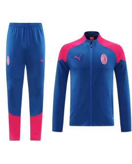 Ensemble veste d'entraînement AC Milan (haut + pantalon) rose et bleu 2024/25