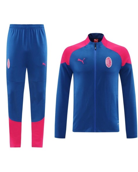 Ensemble veste d'entraînement AC Milan (haut + pantalon) rose et bleu 2024/25
