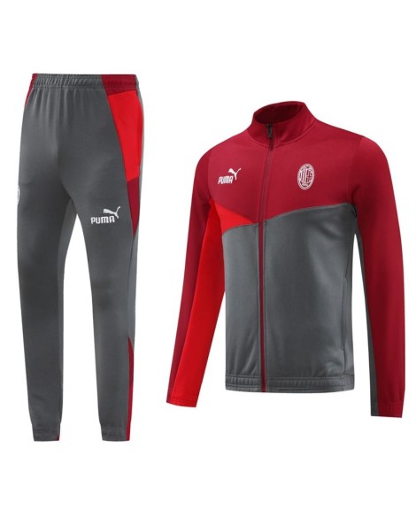 Ensemble veste d'entraînement AC Milan (haut + pantalon) rouge et gris 2024/25