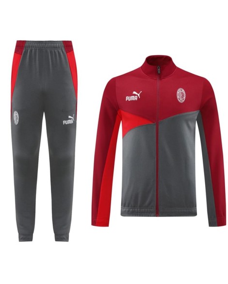Ensemble veste d'entraînement AC Milan (haut + pantalon) rouge et gris 2024/25