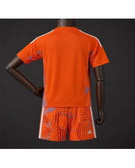 Juventus Maillot de gardien de but saison 26/27 avec motif de labyrinthe abstrait orange - Enfant