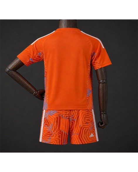 Juventus Maillot de gardien de but saison 26/27 avec motif de labyrinthe abstrait orange - Enfant