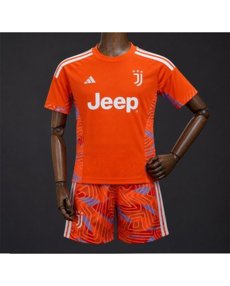 Juventus Maillot de gardien de but saison 26/27 avec motif de labyrinthe abstrait orange - Enfant