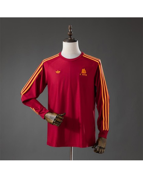 AS Roma T-shirt rouge à manches longues avec logo de tribune