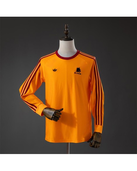 AS Roma T-shirt jaune à manches longues avec logo de tribune