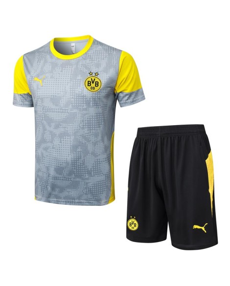Borussia Dortmund Tenue d'entraînement gris clair à manches courtes 2025/26 Borussia Dortmund Tenue d'entraînement gris clair à manches courtes 2025/26