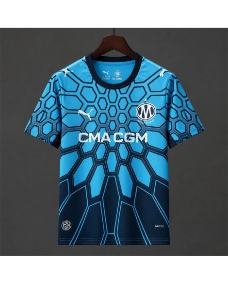 Maillot de gardien Olympique de Marseille saison 2026/27, couleurs bleu aqua vif et bleu marine club