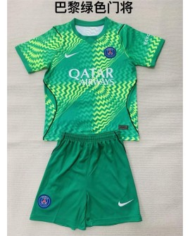 PSG Tenue de gardien verte saison 26/27 (maillot + short) – Enfant