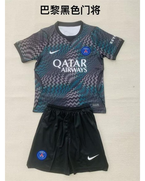 PSG Tenue de gardien noire saison 26/27 (maillot + short) – Enfantt 