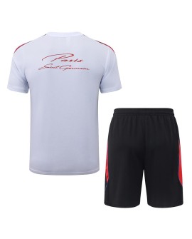 Paris Saint-Germain Tenue d'entraînement manches courtes blanche (avec touches de rouge) – Saison 26/27 (haut + short)