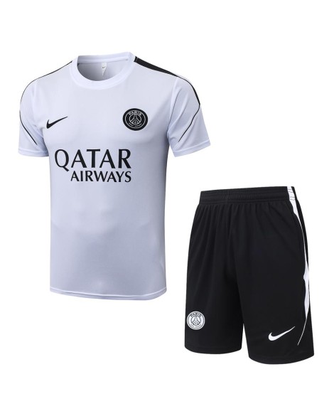 Paris Saint-Germain Tenue d'entraînement blanche à manches courtes saison 26/27 (haut + short)