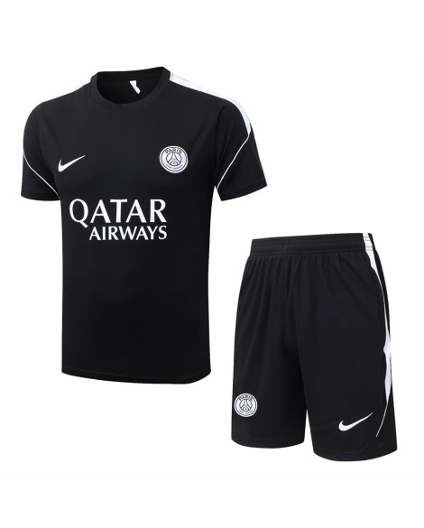 Paris Saint-Germain Tenue d'entraînement noire à manches courtes saison 26/27 (haut + short)