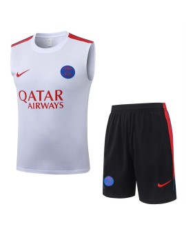 Paris Saint-Germain Ensemble débardeur d'entraînement blanc (avec touches de rouge) pour la saison 26/27 (haut + short)