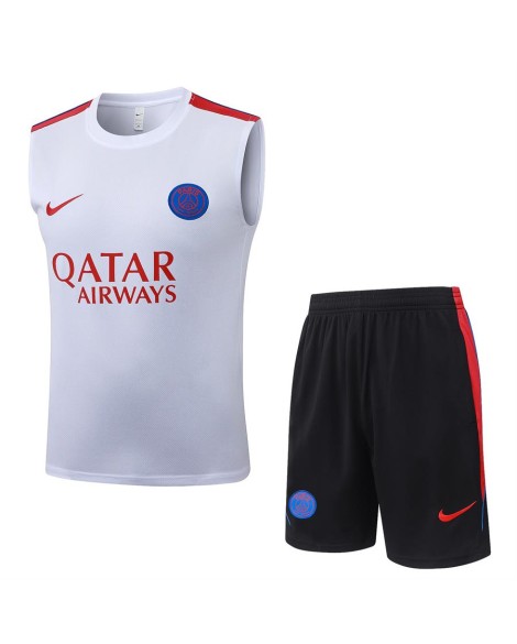 Paris Saint-Germain Ensemble débardeur d'entraînement blanc (avec touches de rouge) pour la saison 26/27 (haut + short)