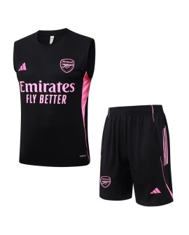 Ensemble sans manches Arsenal 2526 noir - Publicité rose (Haut + Short)