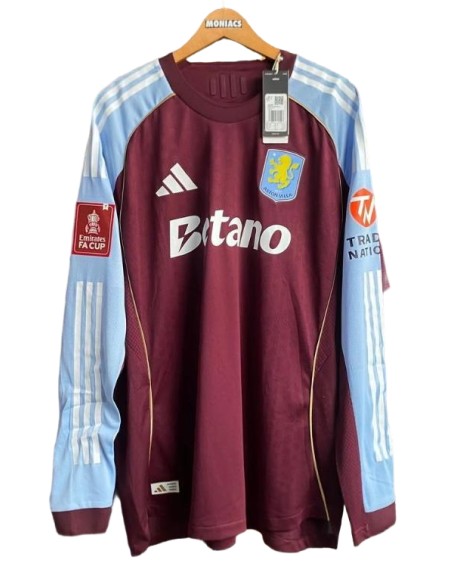 Maillot domicile manches longues Aston Villa saison 2025/26 avec patches Maillot domicile manches longues Aston Villa saison 2025/26 avec patches