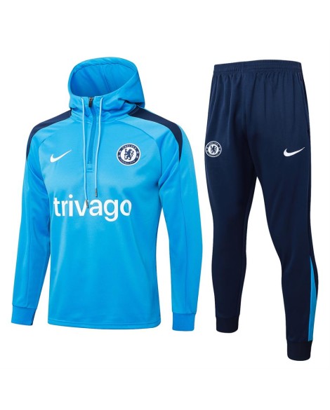 Maillot d'entraînement à capuche Chelsea 2425-Bleu lac