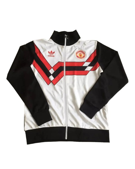 Veste d'entraînement rétro Manchester United 1990 - Noir et Blanc