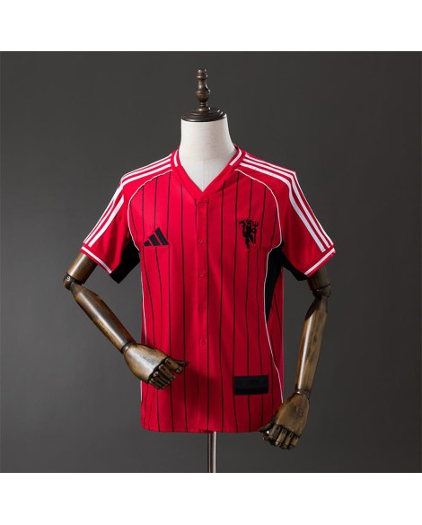 Maillot baseball Manchester United 25/26 US Pack – rouge à boutons intégral