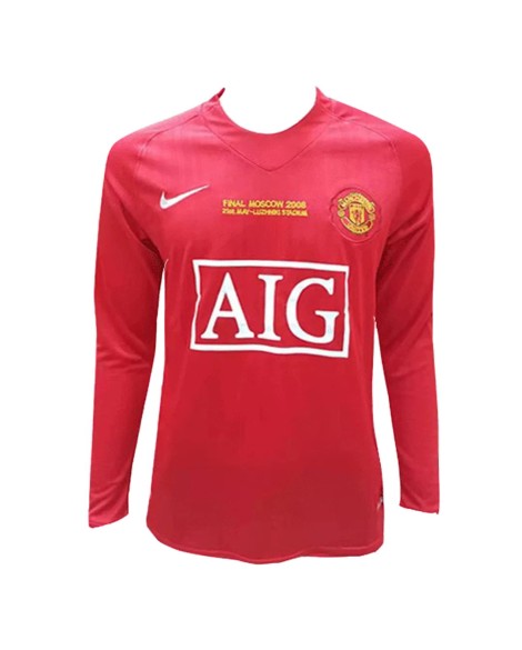 Manchester United Champion League Maillot Domicile Rétro 2007/08 Par - Manches Longues