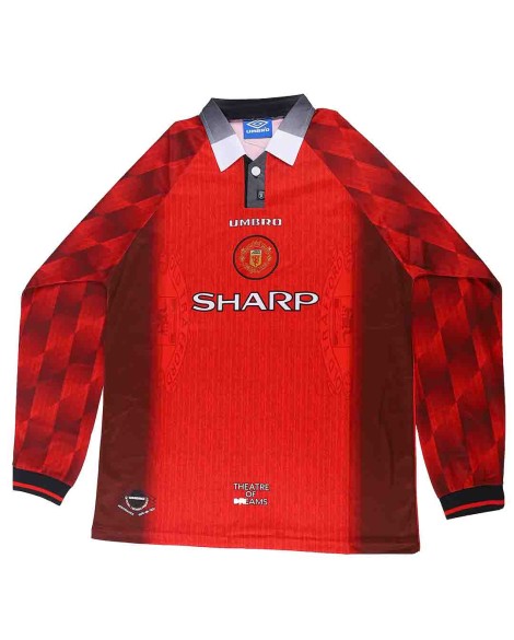 Manchester United Maillot Domicile Rétro 1996/97 Par - Manches Longues