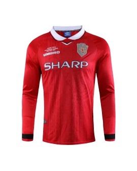 Manchester United Maillot Domicile Rétro 1999/00 Par - Manches Longues