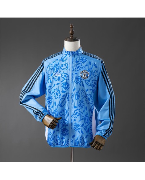 Veste imperméable réversible Manchester United - Beige / Bleu