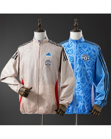 Veste imperméable réversible Manchester United - Beige / Bleu