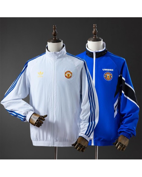 Veste imperméable réversible Manchester United - Blanc / Bleu