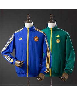 Veste imperméable réversible Manchester United - Bleu / Vert militaire