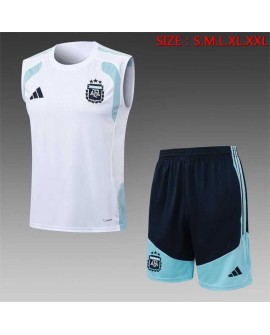 Tenue d'entraînement blanche de l'Argentine pour 2026 (maillot sans manches + short) Tenue d'entraînement blanche de l'Argentine pour 2026 (maillot sans manches + short)