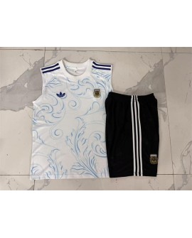 Argentina Tenue d'entraînement blanche à motif d'éclaboussures d'encre – Saison 26/27 (Maillot sans manches + Short) Argentina Tenue d'entraînement blanche à motif d'éclaboussures d'encre – Saison 26/27 (Maillot sans manches + Short)