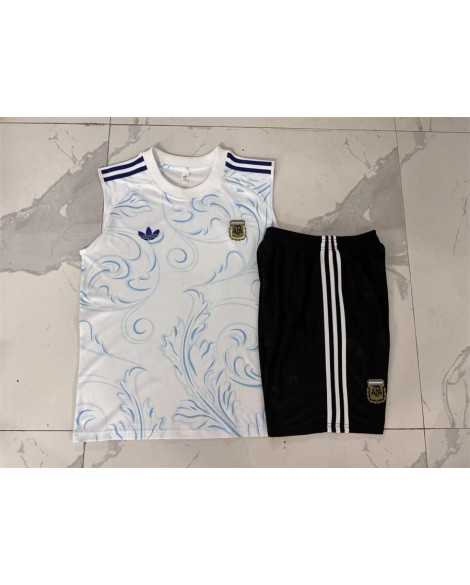 Argentina Tenue d'entraînement blanche à motif d'éclaboussures d'encre – Saison 26/27 (Maillot sans manches + Short) Argentina Tenue d'entraînement blanche à motif d'éclaboussures d'encre – Saison 26/27 (Maillot sans manches + Short)
