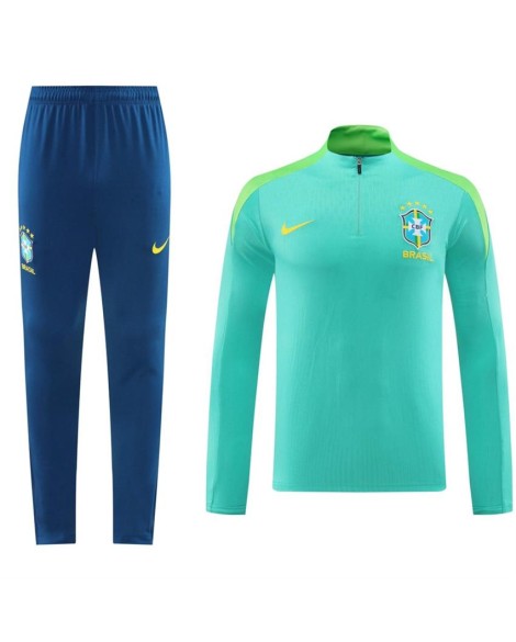Ensemble sweat-shirt zippé Brésil haut + pantalon vert 2024/25