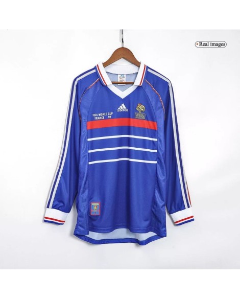 Maillot France 1998 Domicile Rétro - Manches Longues