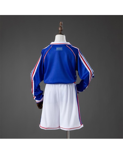 Maillot rétro domicile France 1998 à manches longues(Maillot + Short)  - Enfant