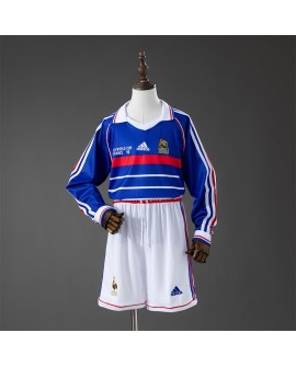 Maillot rétro domicile France 1998 à manches longues(Maillot + Short)  - Enfant
