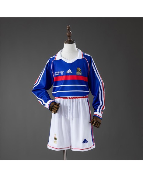 Maillot rétro domicile France 1998 à manches longues(Maillot + Short)  - Enfant