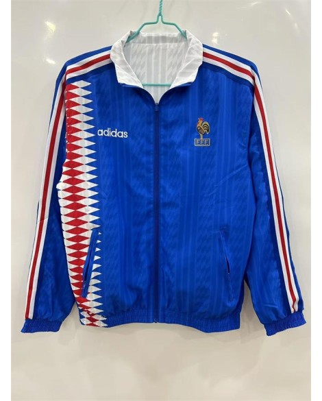 Trench-coat brodé double face bleu français 1994